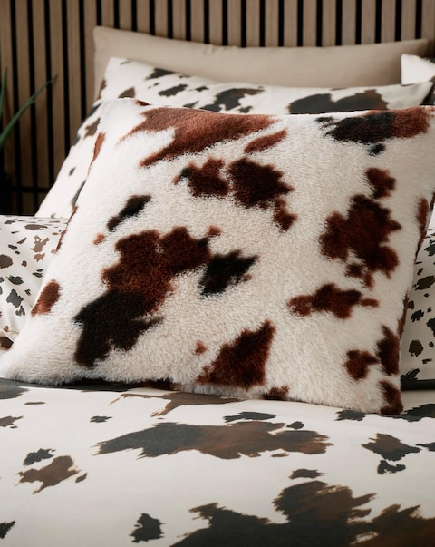 Cow Print Faux Fur Filled Cushion