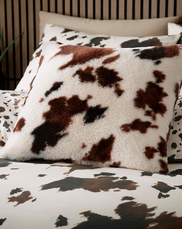 Cow Print Faux Fur Filled Cushion