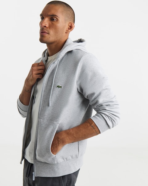 Lacoste Classic Zip Through Hoodie - Grey Marl