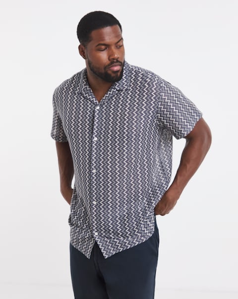 Jack & Jones Montauk Crochet Shirt - Blue/Grey