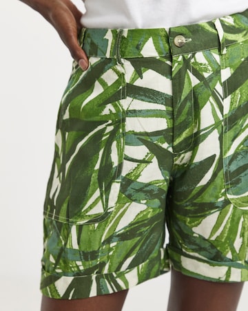 Green Palm Print Bermuda Short