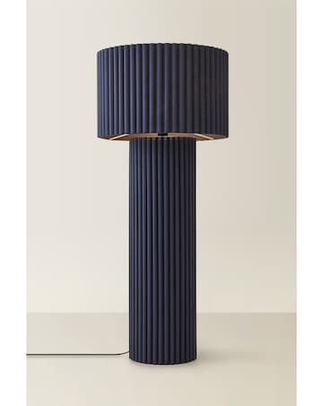 ValueLights Lenny Navy Ribbed Fabric Midi Floor Lamp