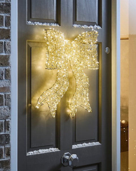 New In - Gold Spiral Twirl Bow - Warm White Light