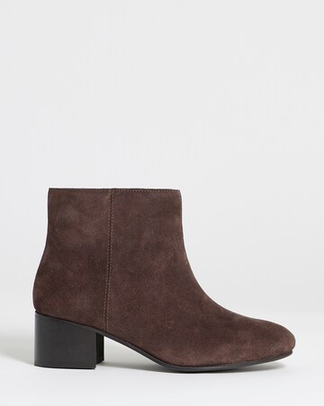 Chiba Suede Low Block Heel Ankle Boot Wide E Fit