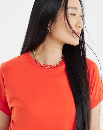 Longline Short Sleeve Curved Hem Top