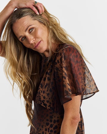 Leopard Print Georgette Tea Dress