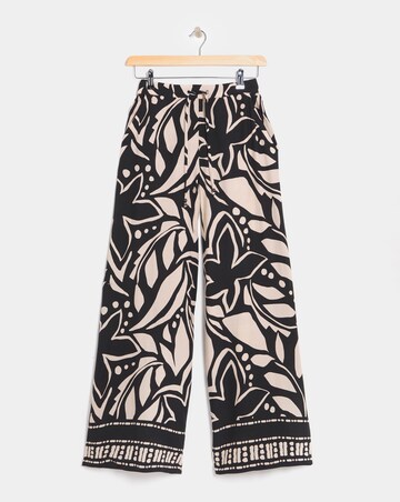 Mono Print Wide Leg Trousers