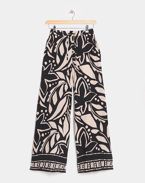 Mono Print Wide Leg Trousers