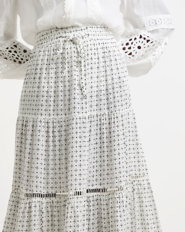 Natural Print Crinkle Midi Skirt
