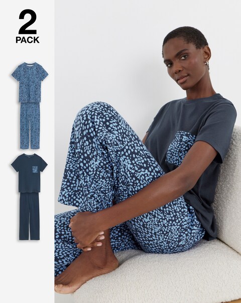 Pretty Secrets (2 Pack) Value Pyjama Sets Animal/Navy