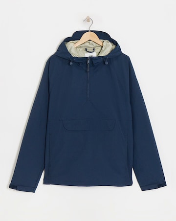 Navy Overhead Hooded Zip Detail Lightweight Jacket