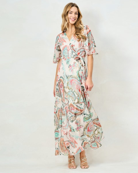 Hope & Ivy Blanche Maxi Wrap Dress