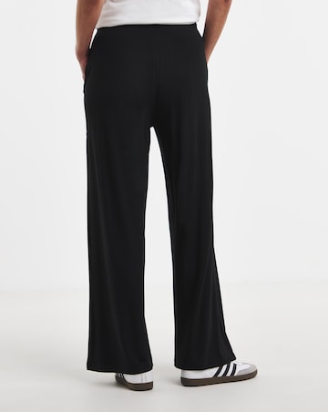Black Jersey Wide Leg Trousers