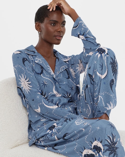Pretty Secrets Celestial Button Through Plisse Pyjama Set