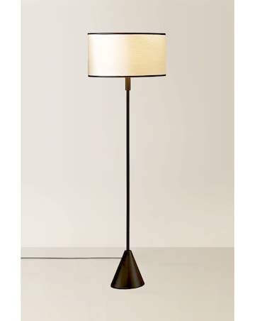 ValueLights Mitch Black Triangle Floor Lamp with Black Trim Linen Shade