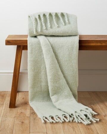 Faux Mohair Fringed Throw - Seafoam