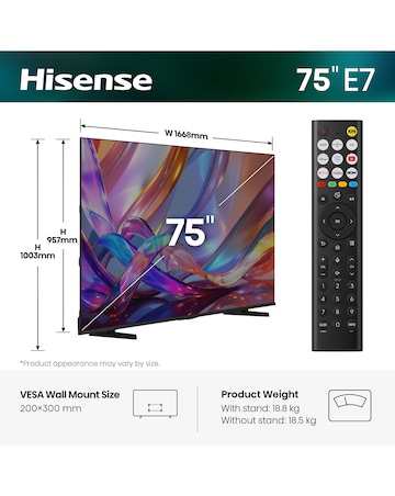 Hisense 75E7STUK 75in QLED 4K Ultra HD HDR Smart TV