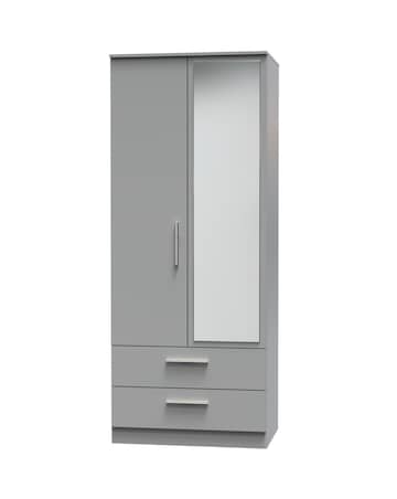 Eider Ready Assembled 2 Door 2 Drawer Mirrored Wardrobe - Kids