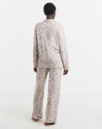 Pretty Secrets Animal Print Soft Knit Button Through Pyjama Set
