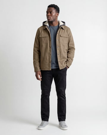 Hooded Borg Lined Twill Overshirt