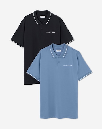 Jack & Jones Fusion Pique 2 Pack Polo - Blue/Black