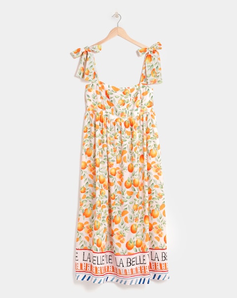 Simply Be Fruit Print Tie Strap Midi Dress