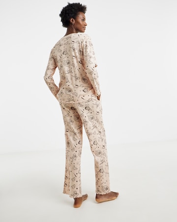 Pretty Secrets Coffee Print Pointelle Rib Pyjama Set