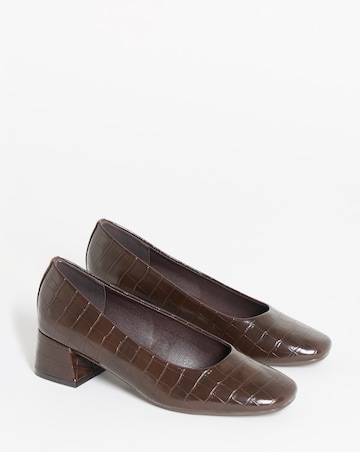 Heavenly Soles Catherine Low Block Heel Court Shoes - Wide Fit (E)