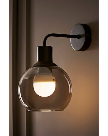 ValueLights Bellamy Black Rechargeable Smoke Glass Wall Light
