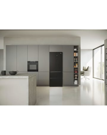 Haier HFR5719ENPB 70 FD Plain Door Refrigerator Black + Install