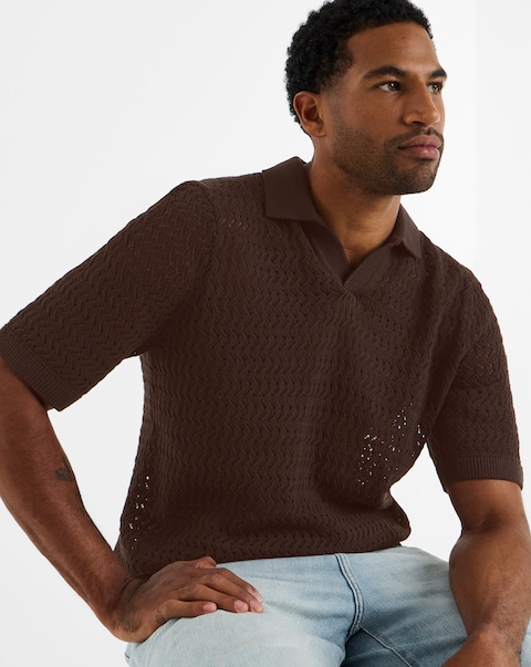 Only & Sons Nyle Crochet Polo - Brown