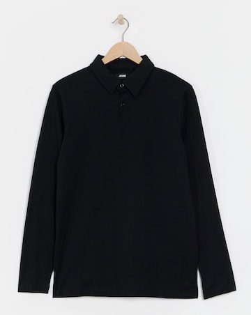 Long Sleeve Jersey Polo- Black