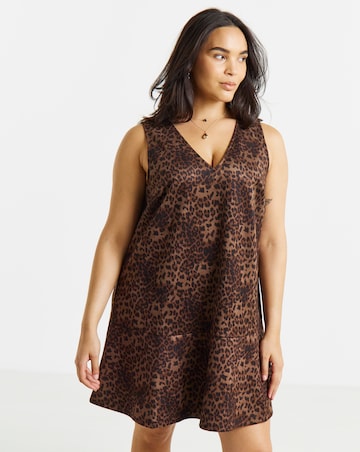 Simply Be Leopard Suedette Flippy Mini Dress