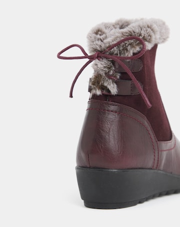 Cushion Walk Faux Fur Cuff Laced Back Boots - Extra Wide Fit (EEE)