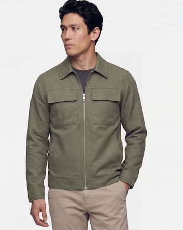Olive Linen Harrington Jacket