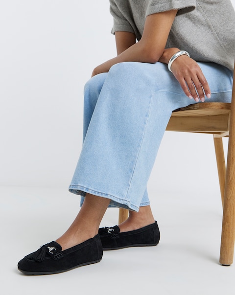 Heavenly Soles Prague Suede Diving Moccasin - Wide Fit (E)