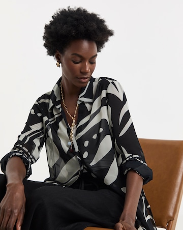 Printed Longline Chiffon Shirt