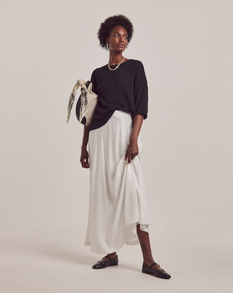 Anthology White Linen Seam Detail Maxi Skirt