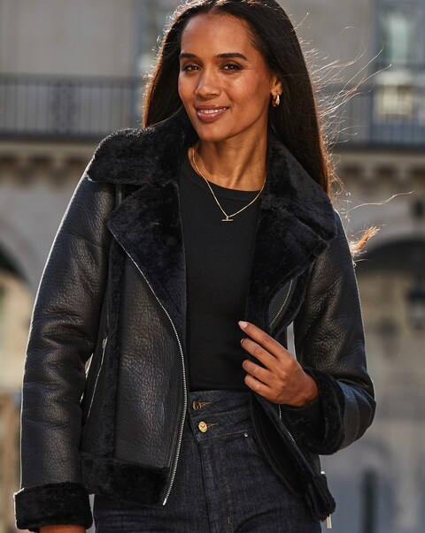 New In - Sosandar Faux Shearling Coat