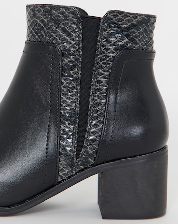 Cushion Walk Elasticated Contrast Snake Heeled Ankle Boots - Wide Fit (E)