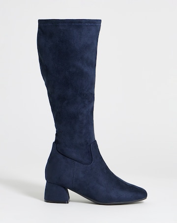 Natalya Block Heel Stretch Knee High Boots - Standard Fit (D) & Standard Calf