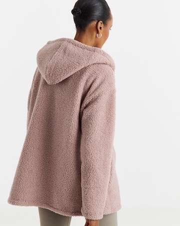 Blush Borg Longline Zip Through Hoodie