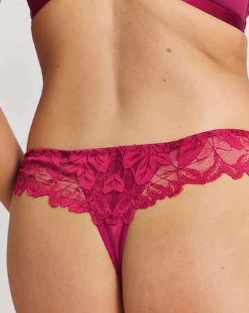 Pretty Secrets Leaf Lace Midi Thong Berry