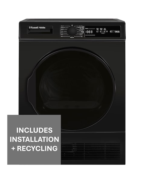 Russell Hobbs RH8CTD111B 8kg Condenser Tumble Dryer Black + Install