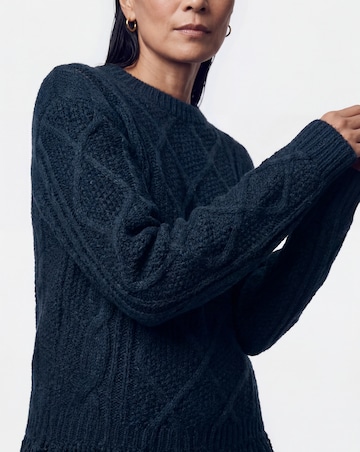 Cobalt Crew Neck Fringe Hem Jumper