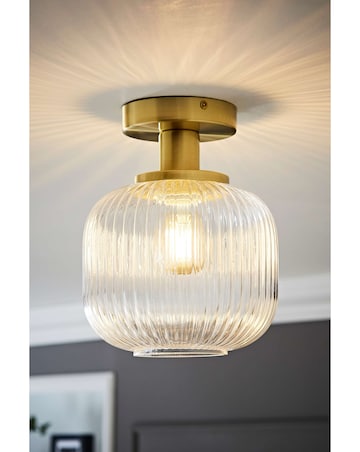 ValueLights Calpe Clear Glass Flush Ceiling Light