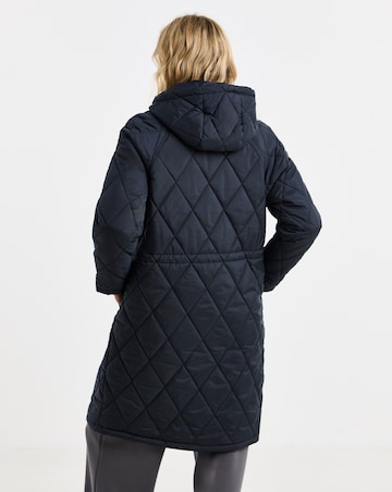 Navy Hooded Quilted Coat