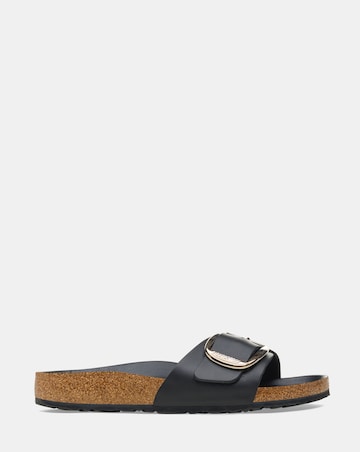 Birkenstock Madrid Black Oiled Leather Big Buckle Sandals - Standard Fit (D)