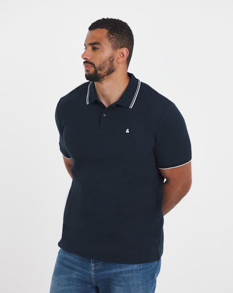 Jack & Jones Austin Waffle Polo - Navy