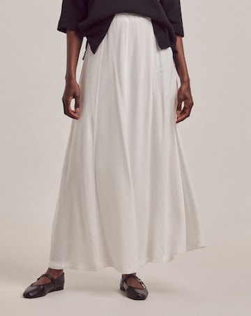 Anthology White Linen Seam Detail Maxi Skirt